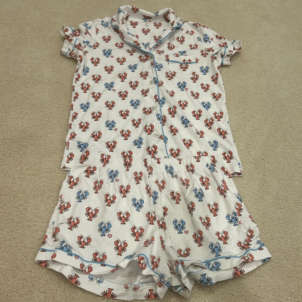Roller rabbit blue and orange crab pj set